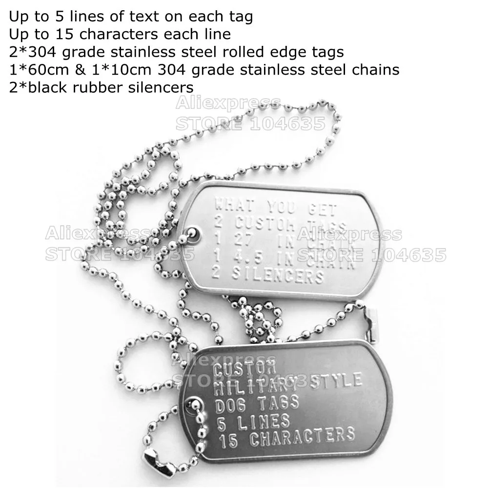 Personalized military signs nameplates pet name tags stainless steel dog tags movie custom unique brand names necklaces pendants