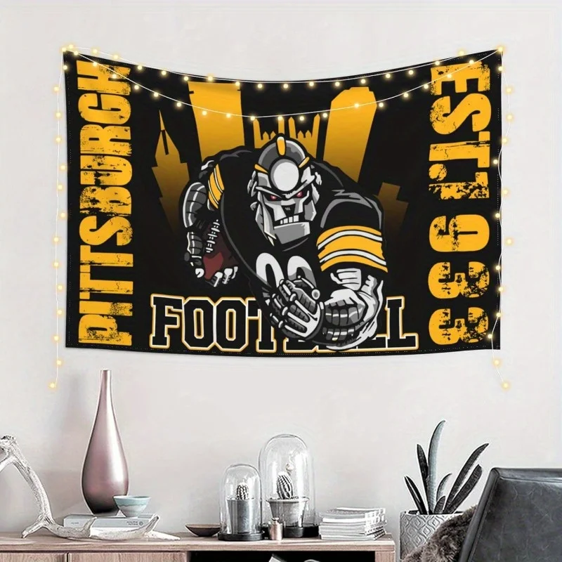 VIKAMA Pittsburgh Football Tapestry, American Sports Style Wall Art for Bedroom Living Room
