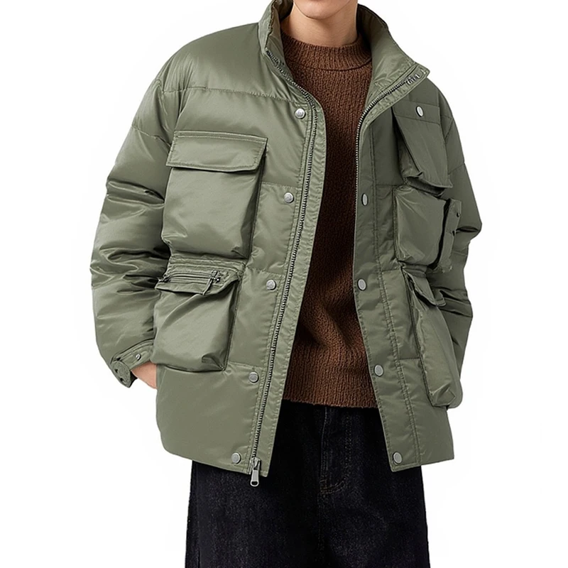 

American Retro Stand Collar down Jaet Men's Casual High Gloss Urban Leisure Duling Brand Faion Outerwear Coat