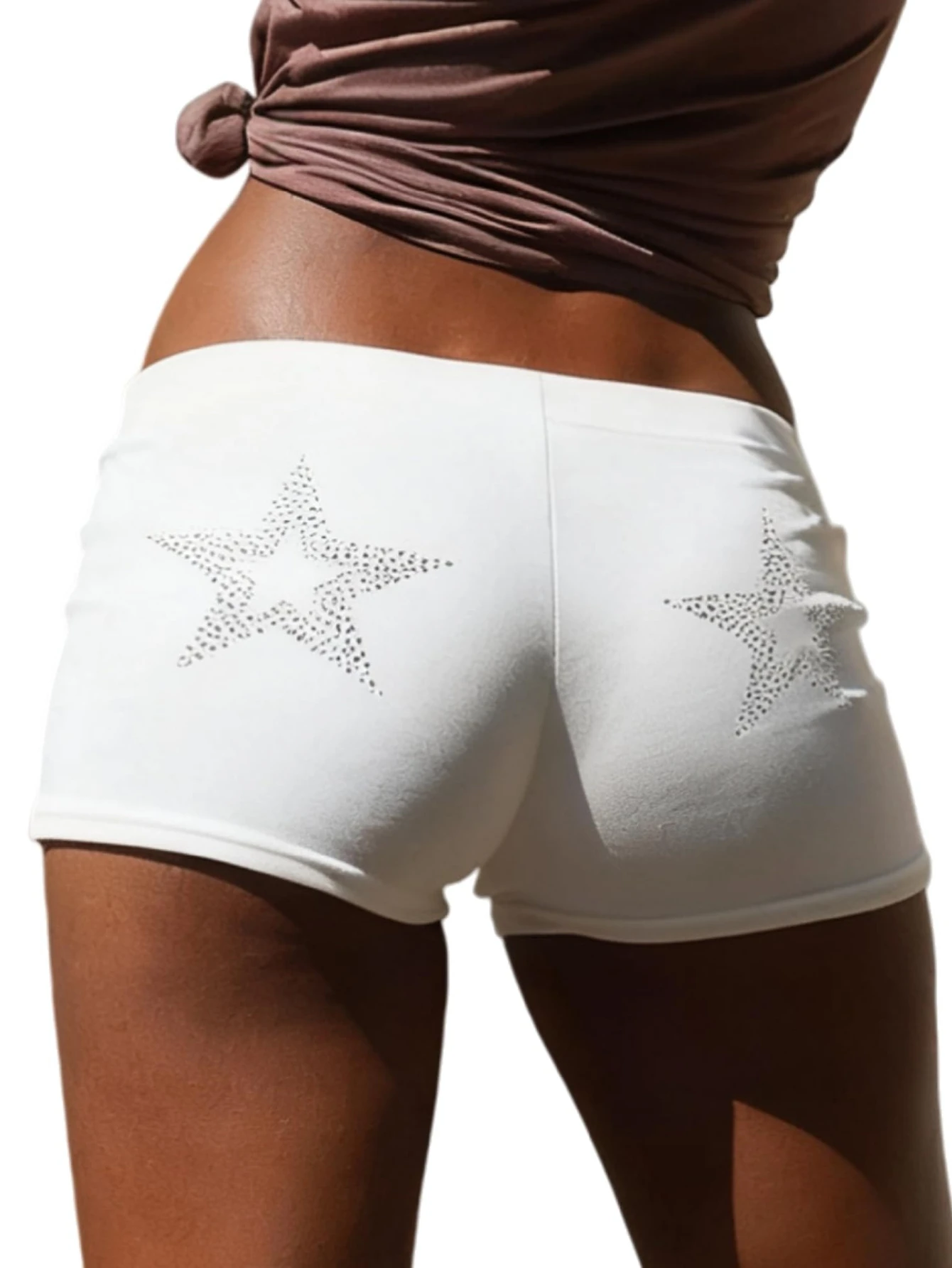 Women Y2K Summer Streetwear Gyaru Goth Rhinestone Star Micro Coquette Acubi Shorts Low Rise Short Hot Pants 2000s Alt Clothes