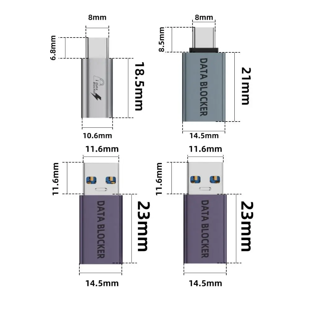 فقط للشحن مانع بيانات USB رفض القرصنة حماية الخصوصية USB Type-C المدافع سبائك الألومنيوم حماية ضد ربط العصير