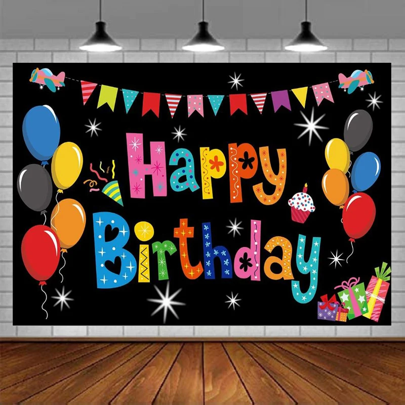 Photography Backdrop Colorful Happy Birthday Party Decoration Rainbow Banner Yard Sign Backgroud It's My Birthday Party Supplies