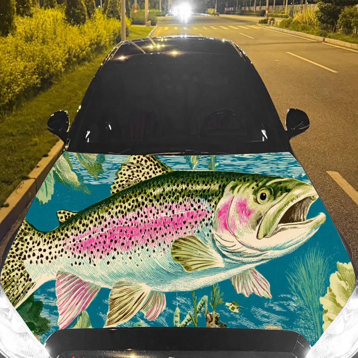 

Fantasy Trout Car Hood Stickers - Self-Adhesive, Waterproof and Durable Vinyl Wrap, Decorate And Protect Your Car, Fit For All C