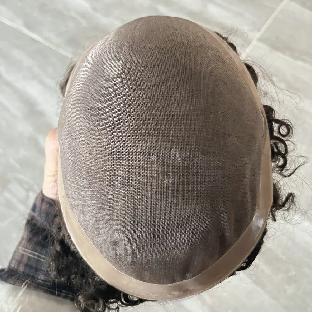 6 مللي متر غريب مجعد الأفرو الرجال الشعر المستعار الذكور الشعرية دائم أحادية الرجال نظام استبدال الشعر وحدة الاصطناعية 100% الشعر البشري #6