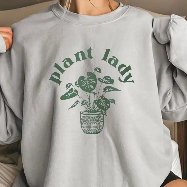 

Plant Lady Sweatshirt Long Sleeves Retro Vintage Graphic Hoodies For Plant Lovers Y2K Casual Daily Wear Unisex Stylish Pullover