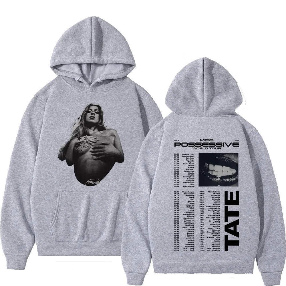 Tate McRae Miss Possessive Tour 2025 Sudadera con capucha vintage para hombre y mujer, jersey estético de manga larga, sudaderas holgadas e informales