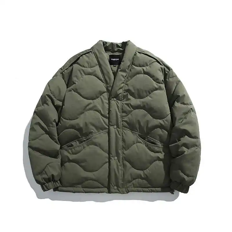 الشتاء اليابانية الرجعية مبطن القرع منقوشة القطن معطف الرجال والنساء فضفاضة وسميكة الطاوية رداء سترة بدون ياقة #1