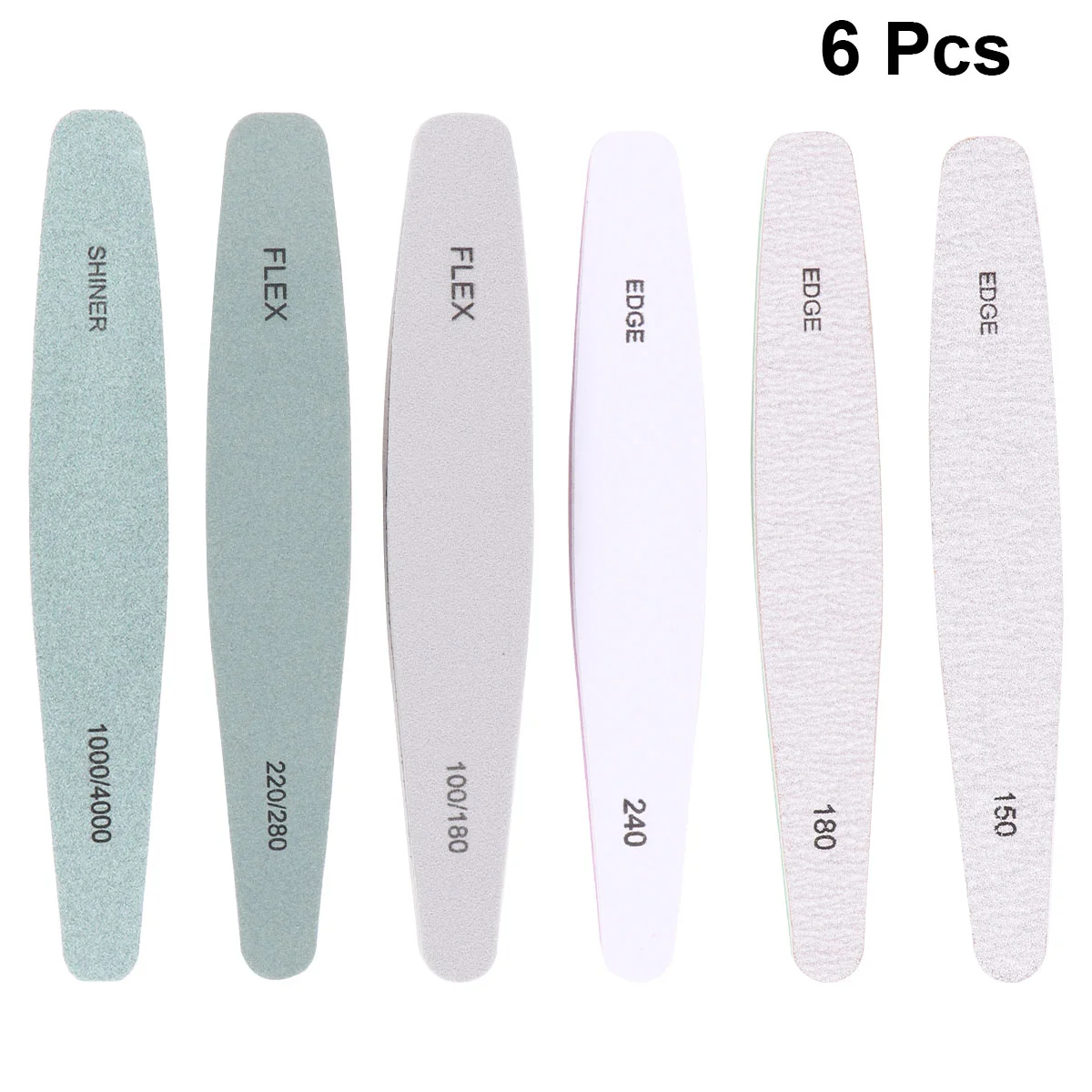 6 Pcs Double-sided Nail Files Buffer Polishing Strip Washable Sand Board Durable