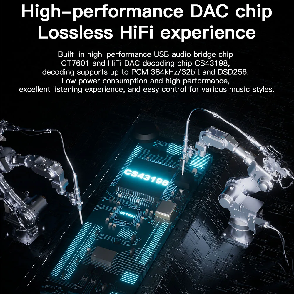 KEYSION 384kHz DSD256 CS43198+CT7601 USB DAC Audio HiFi Decoder Headphone Amplifier Type-C To 3.5mm for iOS Mac Win10 Android