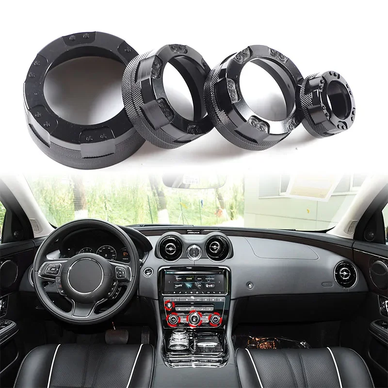 

For Jaguar XJ 2010-2019 Aluminum Alloy Black Car Air Conditioning Volume Knob Ring Sticker Car Interior Accessories 4Pcs