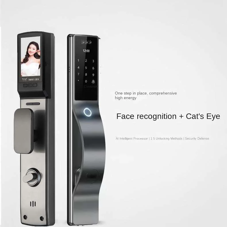 

3D Smart WiFi Network Unlock Aluminum Alloy Wood Door Lock with Fingerprint & Remote Cloud Data Storage Options for Steel Door