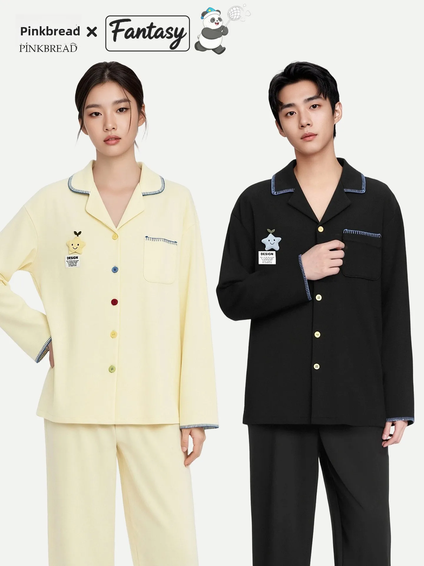 PinkBread Couples Sleepwear Ultra Soft Lyocell Cotton Long Sleeve Home Clothes Outdoor Wearable Autumn Sweet Cute Style Loose...