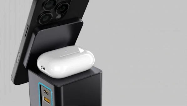 GaN 6-in-1 105W Magnetisches Kabelloses Ladegerät 15W Schnelles Kabelloses Laden Desktop-Dockingstation für iPhone18 17 16 15 14 Airpod – Detail 1