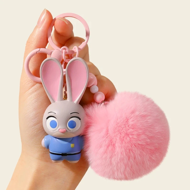 Zootopia أرنب ضابط الشرطة جودي كرة صوفية دمية حقيبة قلادة على ظهره شماعات المفاتيح هدية عيد الميلاد