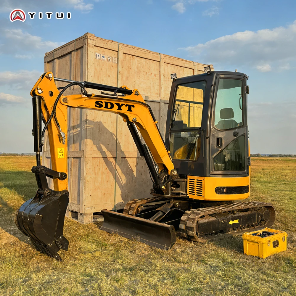 Miniexcavadora Euro 5 con Caja de Transporte de Madera, Motor Kubota Personalizado, Apta para Diversos Escenarios, Múltiples Herramientas Auxiliares