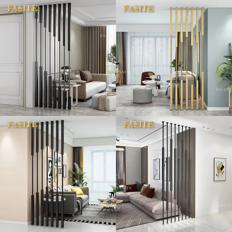 For Wrought Iron Non Punching Partition Screen Simple Column Divider for Living Room Office Entry Door Porch Entrance