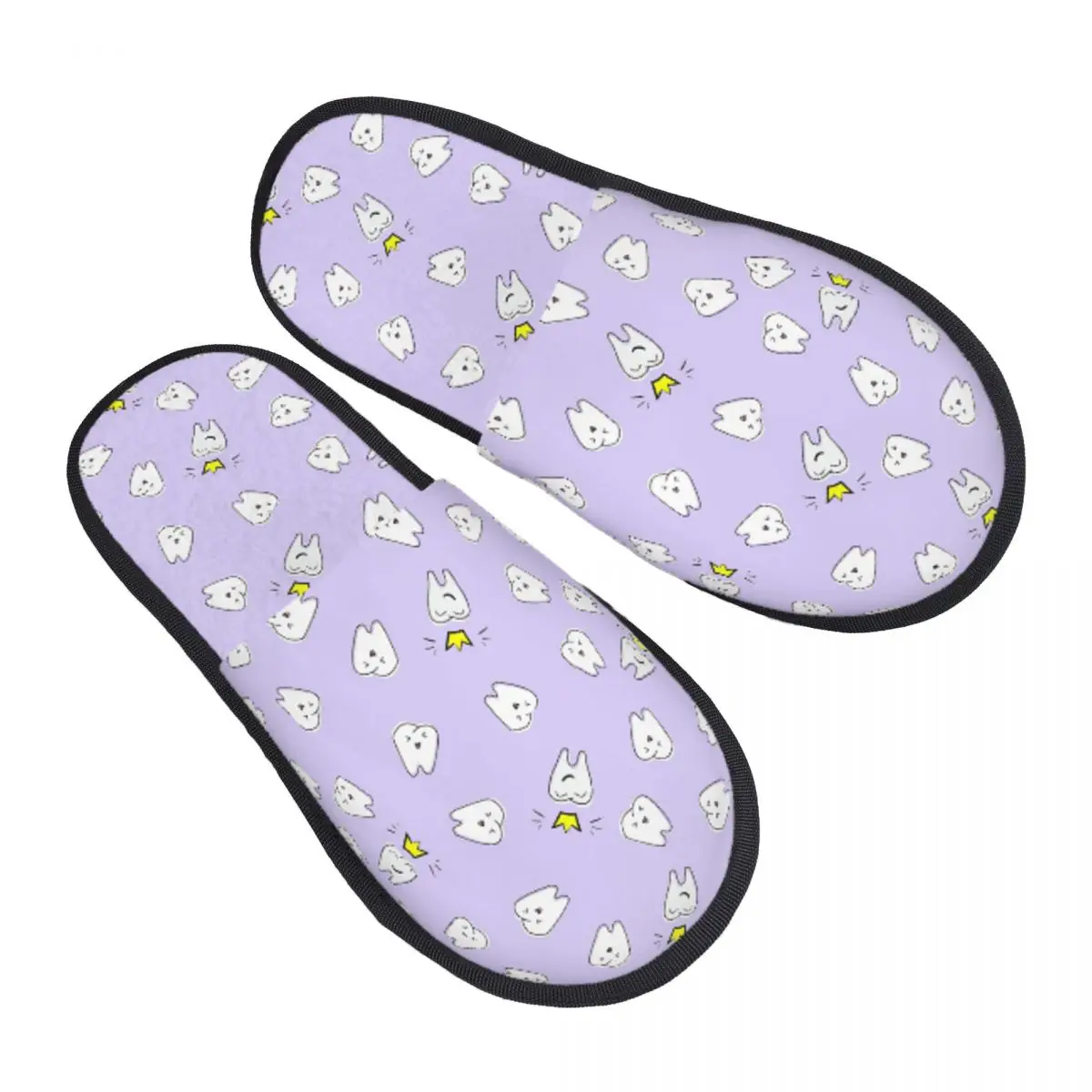 Custom Tooth Dentist Nursery Print Violet Slippers Memory Foam Warm Soft Women House Slipper Indoor Fluffy Shoes