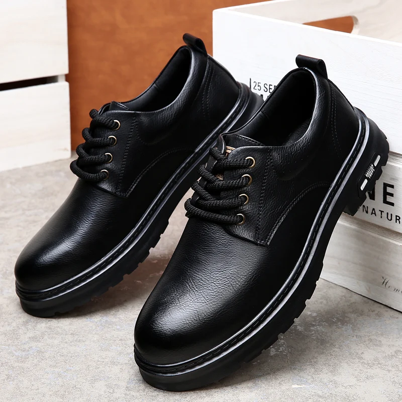 Men Casual Shoes lace up Luxury Brand Outdoor Work Formal business Shoes Fashion Leather Oxfords Shoes Office Dress Shoe for Men