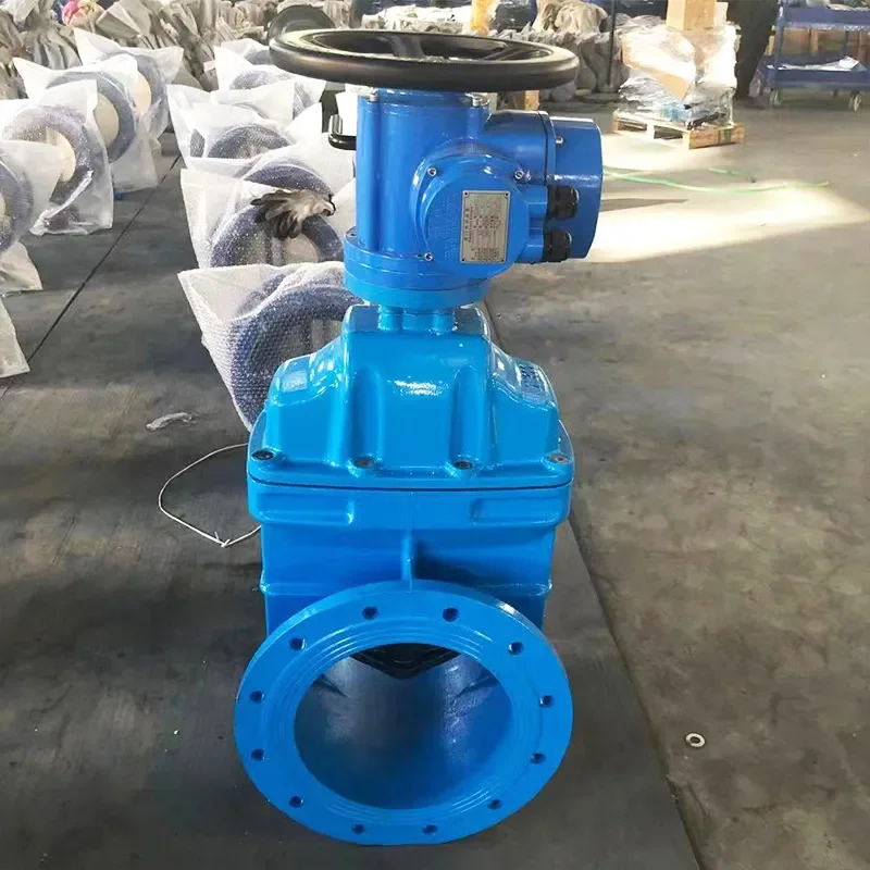 Electric soft seal gate valve dark stem elastic seat ductile iron industrial water control valve