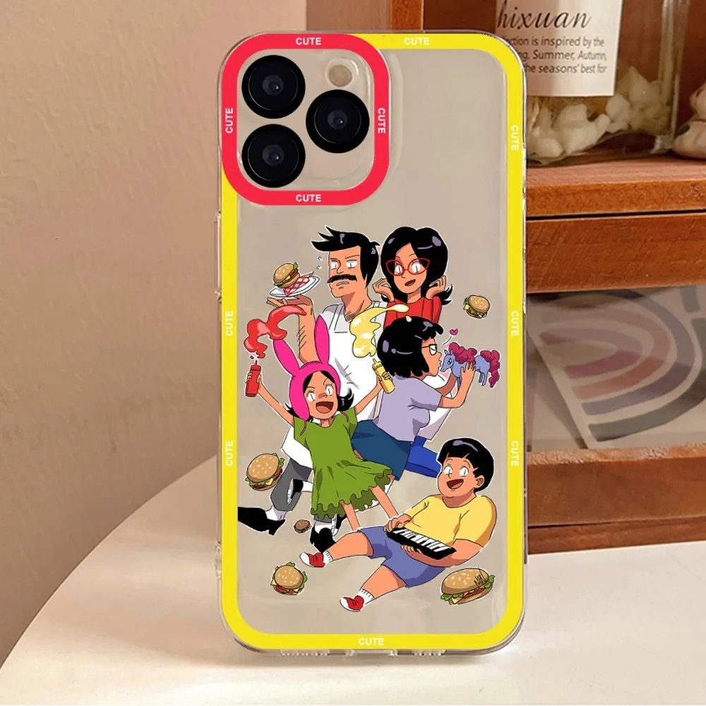 Cartoon Burgers Bobs  Phone Case For iPhone 11 12 Mini 13 14 Pro Max Transparent Shell