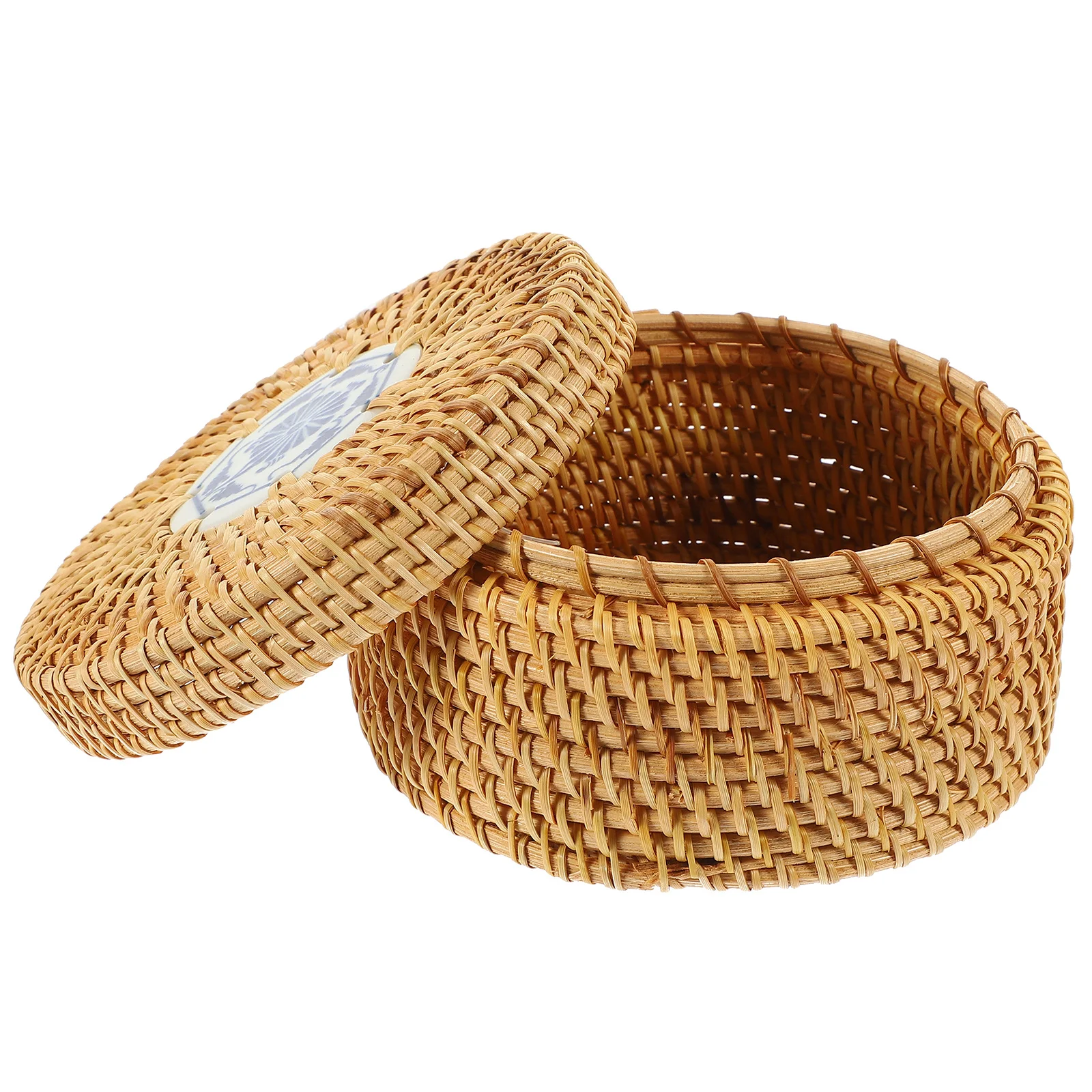 

Nut Storage Box Round Rattan Snack Container With Lid For Home Dry Fruit Tray Candy Case Food Storage Box Desktop Serving