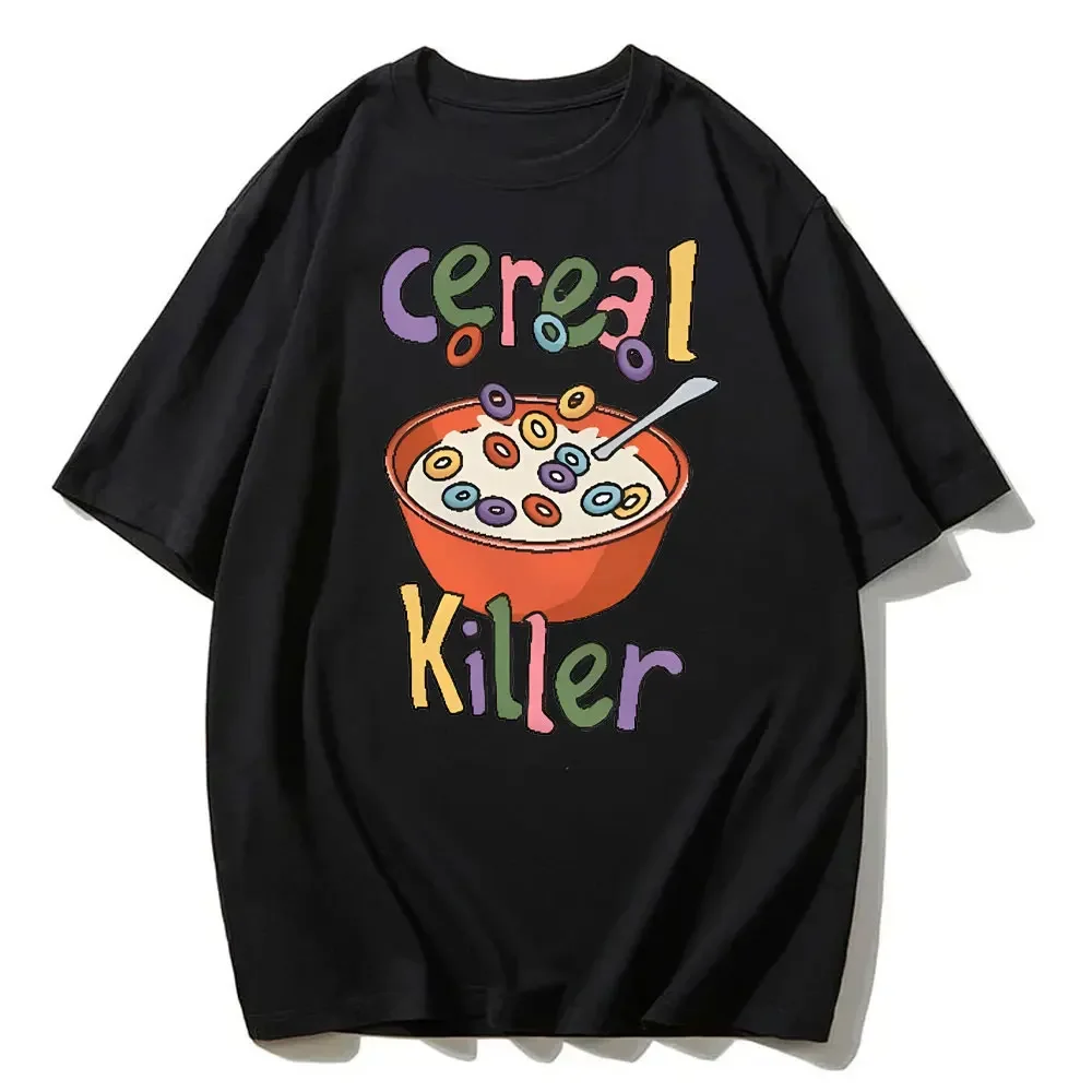 Kidcore Offensive Unisex Colorful Tee Slogan T-Shirts 90s Graphic Tee Funny Meme Tee Cereal Killer Cotton T Shirt men clothing