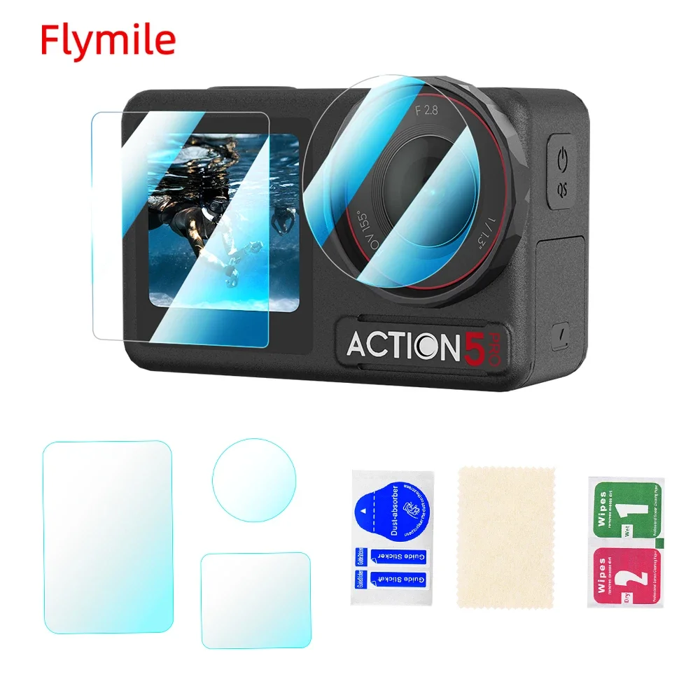 

Flymile Tempered Glass Protective Film for DJI Osmo Action 5 Pro Screen Cover Ultra-thin HD Film Sports Camera Accessory