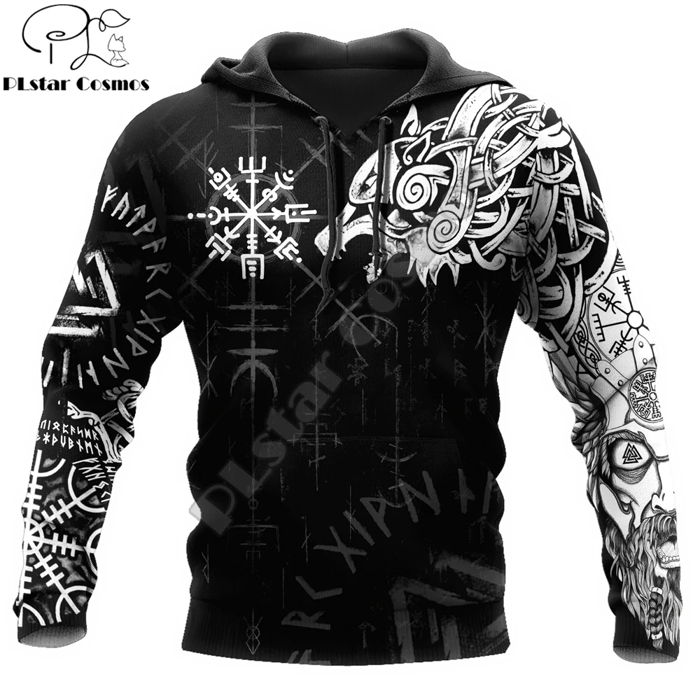 Fenrir Wolf Vegvisir Symbol Tattoo 3D All Over Printed Men\'s Hoodie & Sweatshirt Unisex Zip Hoodies Casual Tracksuits KJ909