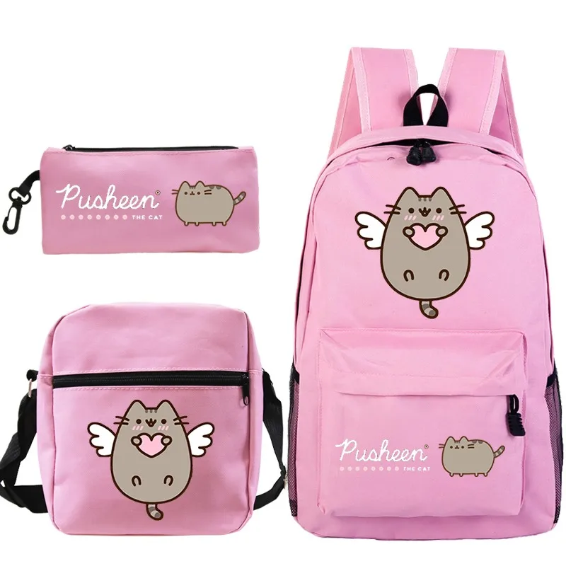 Cartoon Cat School Backpacks Kawaii Bookbag Students Girls Boys Back To School bag 3pcs/set Gift Mochila Children School Bags