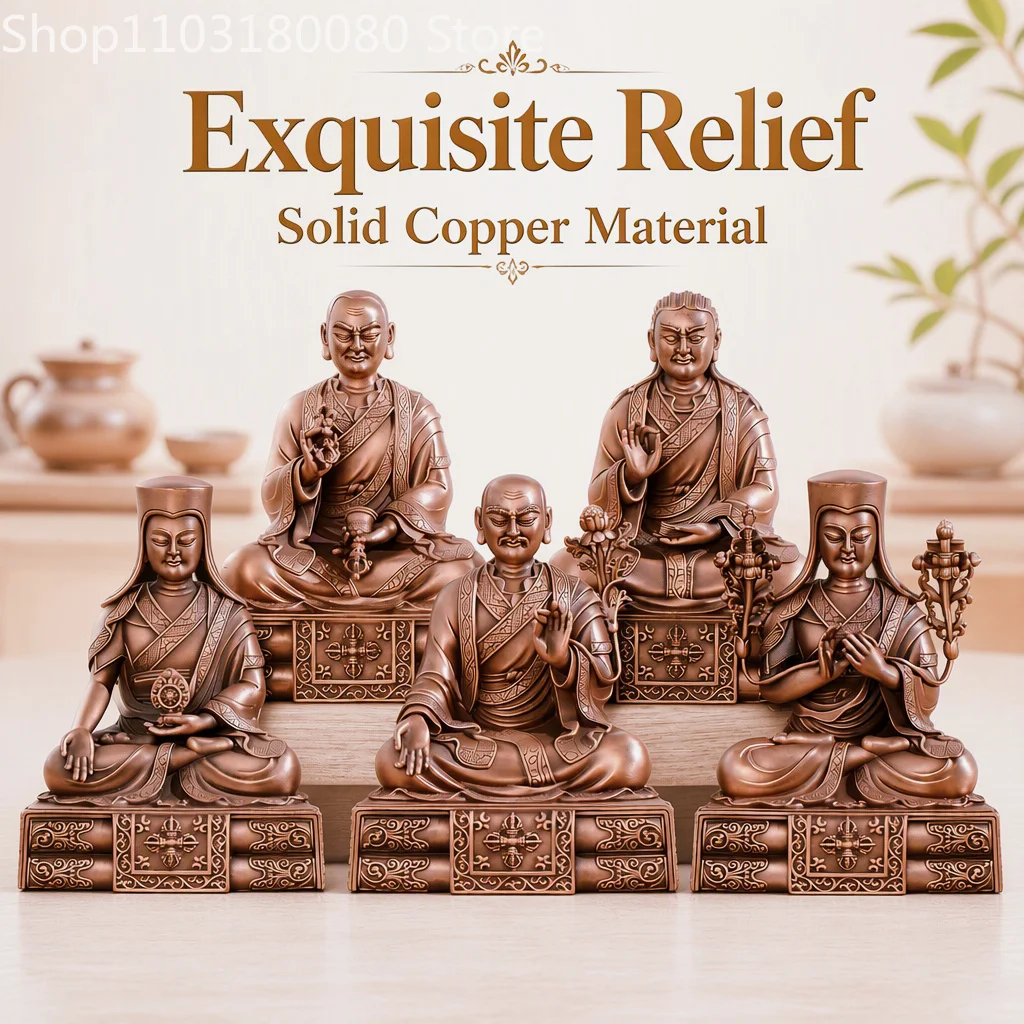 Red Copper Sakya Five Founders Statue Phagpa Tibetan Schen Kunga Nyingpo Masters Sakya Pandita Sculpture Sakya Drakpa Gyaltsen
