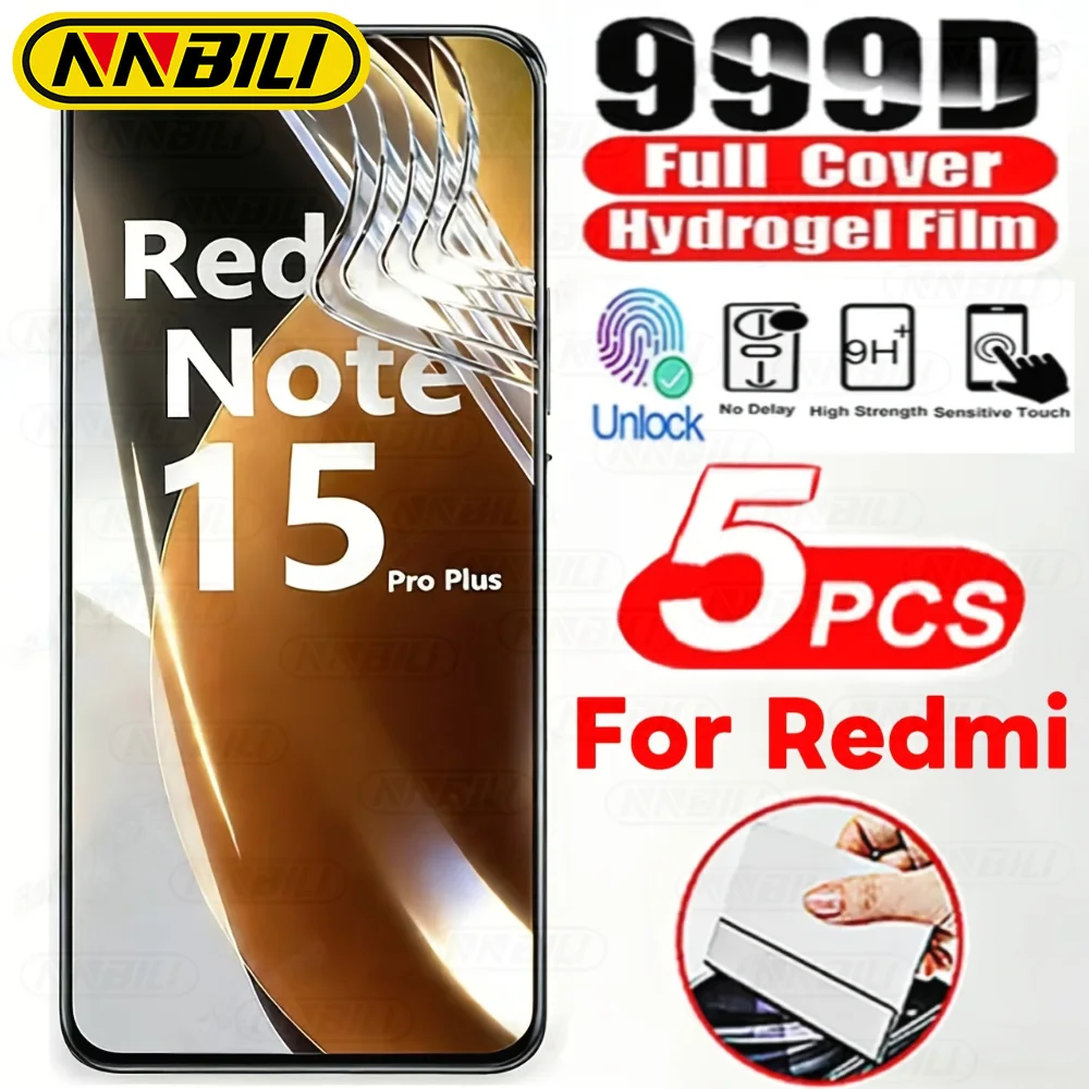 NNBILI 5 Stück Hydrogel-Folie für Xiaomi für Redmi Note 15 Pro Plus Displayschutzfolie für Redmi Note 15 Pro 4G 5G Displayschutzfolie