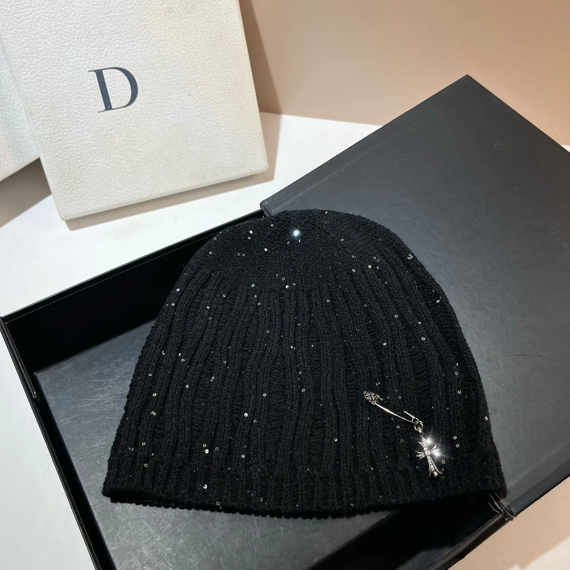 Bonnet à broche scintillante unisexe, chapeau tricoté scintillant Vintage pour femmes et hommes, casquette de fête Hippie pour Festival d'hiver