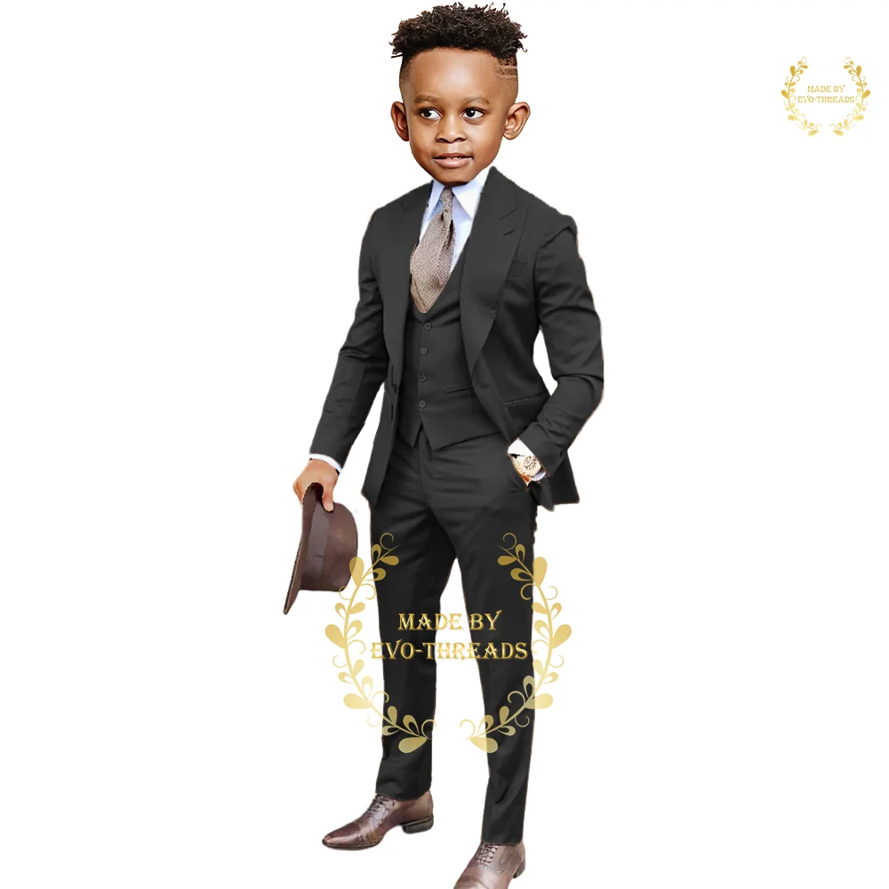 Gentle Boys 3-Piece Terno formal, jaqueta, colete, calça, lapela, cinza, smoking personalizado para eventos de casamento, escola Prom Party