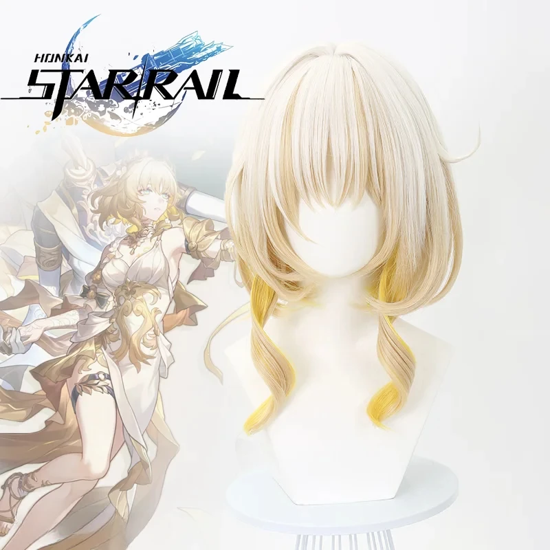 

Game Honkai: Star Rail Aglaea Cosplay Cosplay Wig Adult Women Yellow Curly Hair Heat Resistant Synthetic Wigs Prop