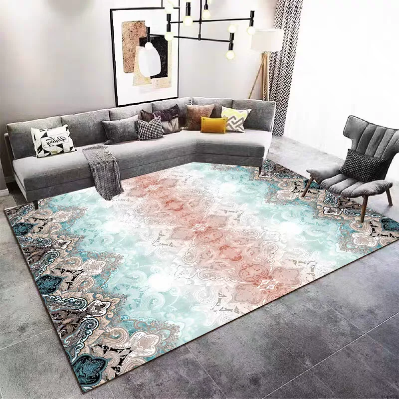 WET GRASS Pattern Living Room Large Carpet Black White Pattern with Iconic Quotation Mark Text Anti-slip Rug for Home Decor