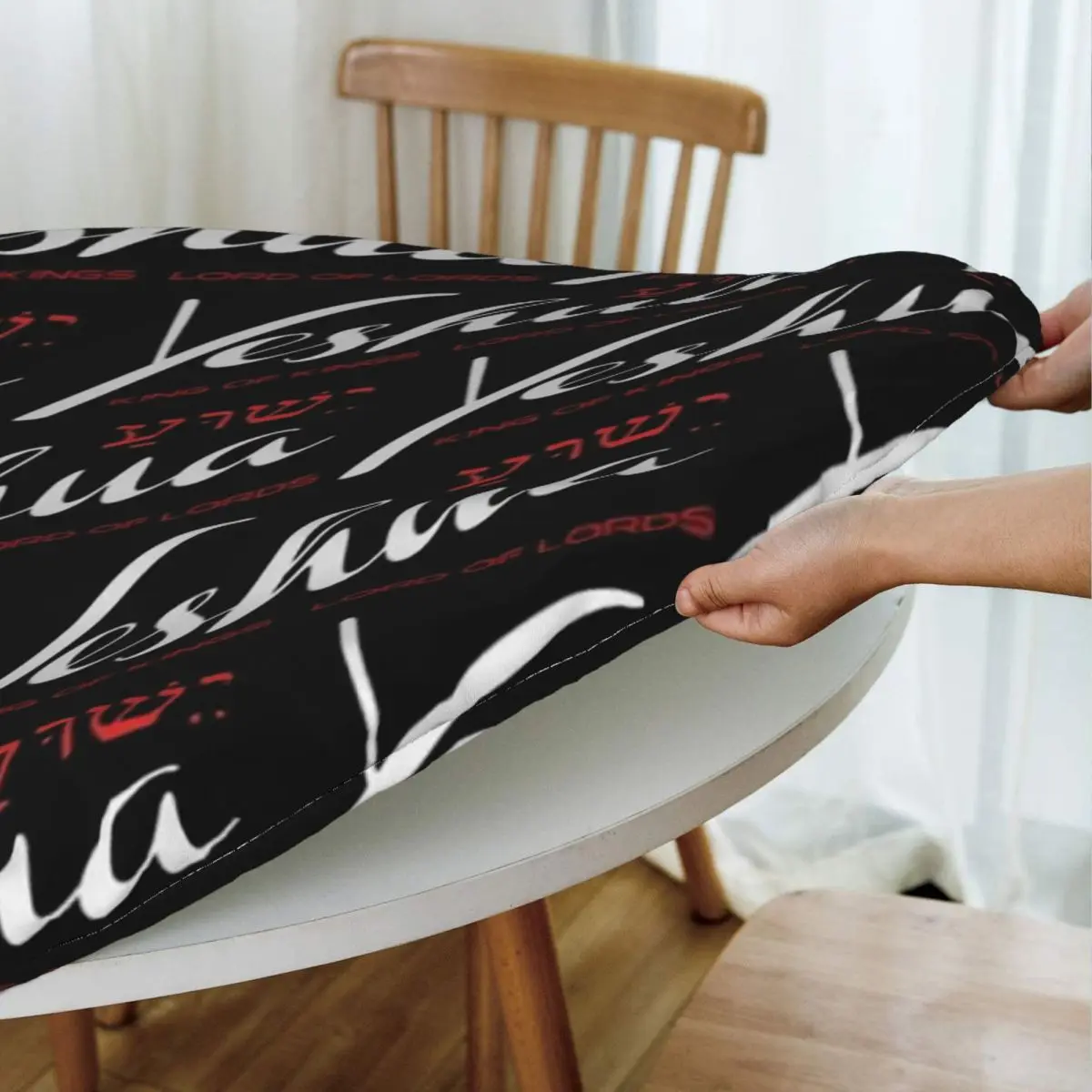 Jesus Christ Yeshua Waterproof Round Tablecloth Oilproof Table Cloth for Kitchen Events Dining Table Cover