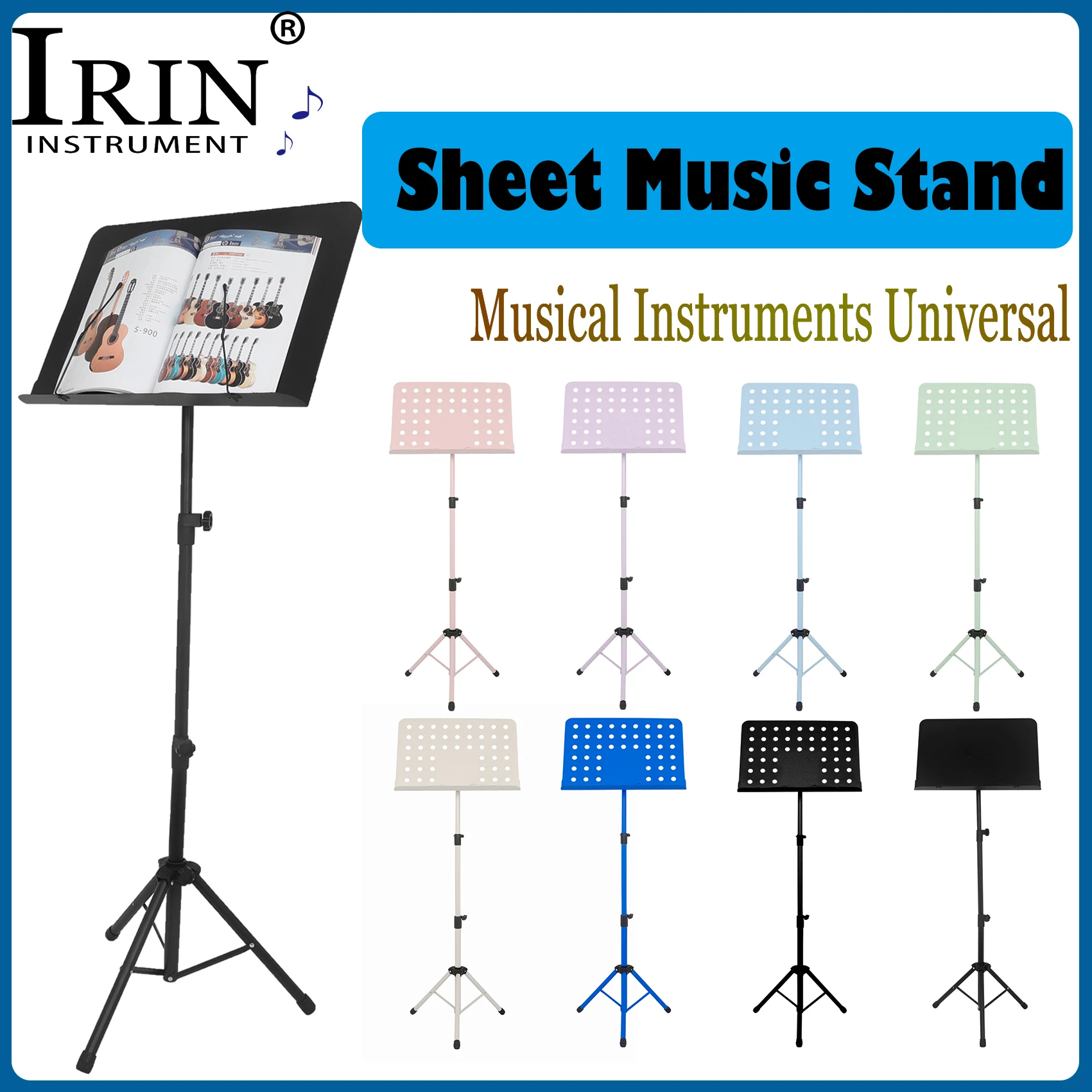 IRIN Sheet Music Score Collapsible Tripod Stand Holder Aluminum Alloy Foldable Music Sheet Stand Guitar Violin Music Stand
