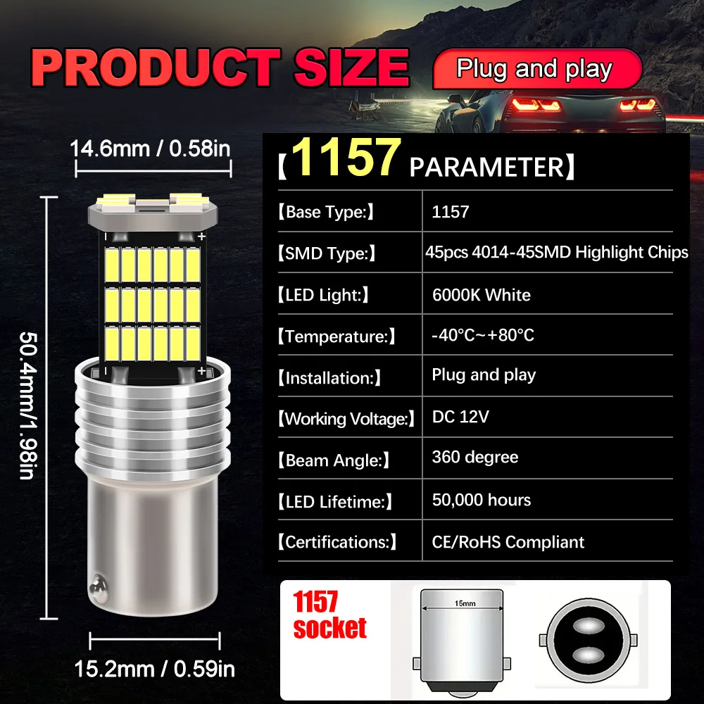 2 stücke P21/5W 1157 BAY15D Canbus LED Tagfahrlicht DRL Birne Lampe Für JEEP Renegade 2014 2015 2016 2017 2018 2019 2020 – Detail 10