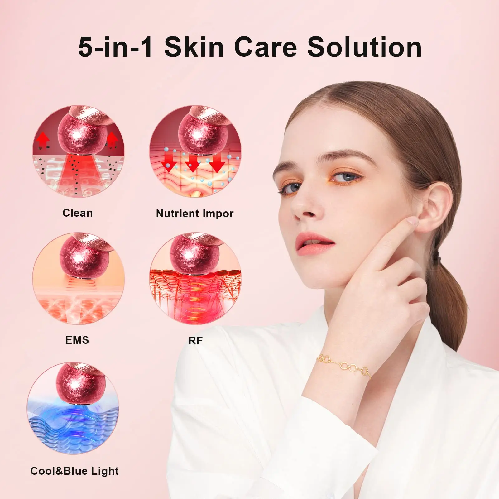 

LCD Face Beauty Device Neck Skin Care Facial Massager High Frequency Vibration Women Men Gift