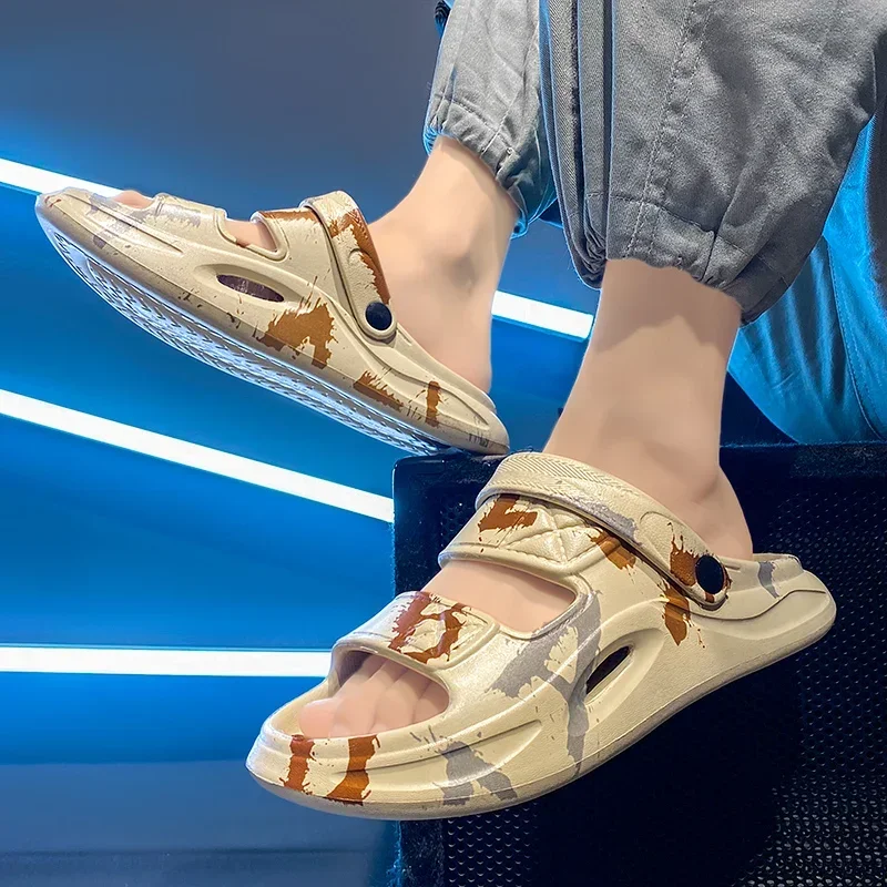 

Hot Sale Fashion Men Slides Male Summer Shoes Outside Thick Sole Comfortable Home Men Slippers Outdoor Unisex Massage Shoes