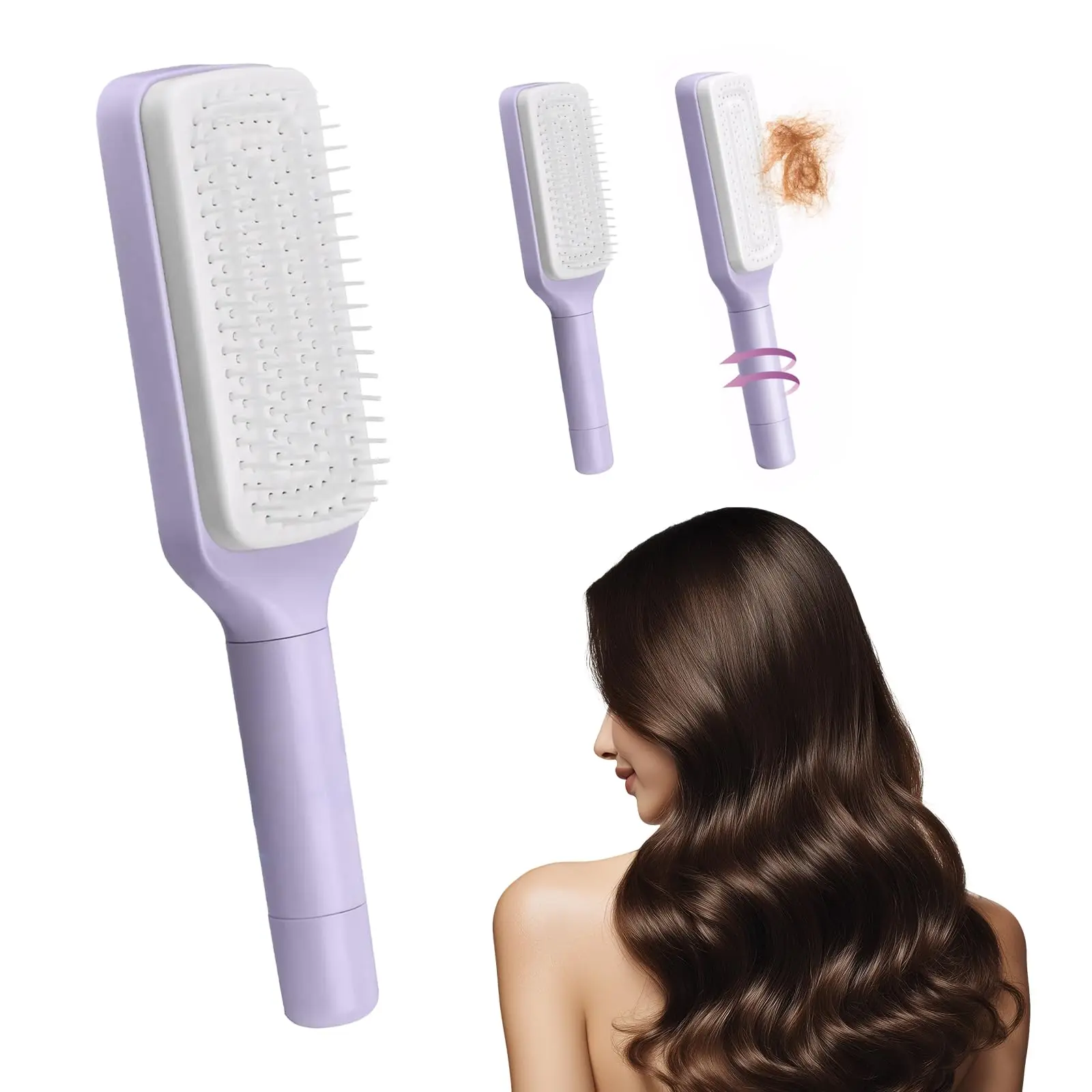 Anti-Static Self Cleaning Hair Brush,Easy Clean Retractable Hair Brush,Cleaning Retractable Massage Comb for Effortless Hair