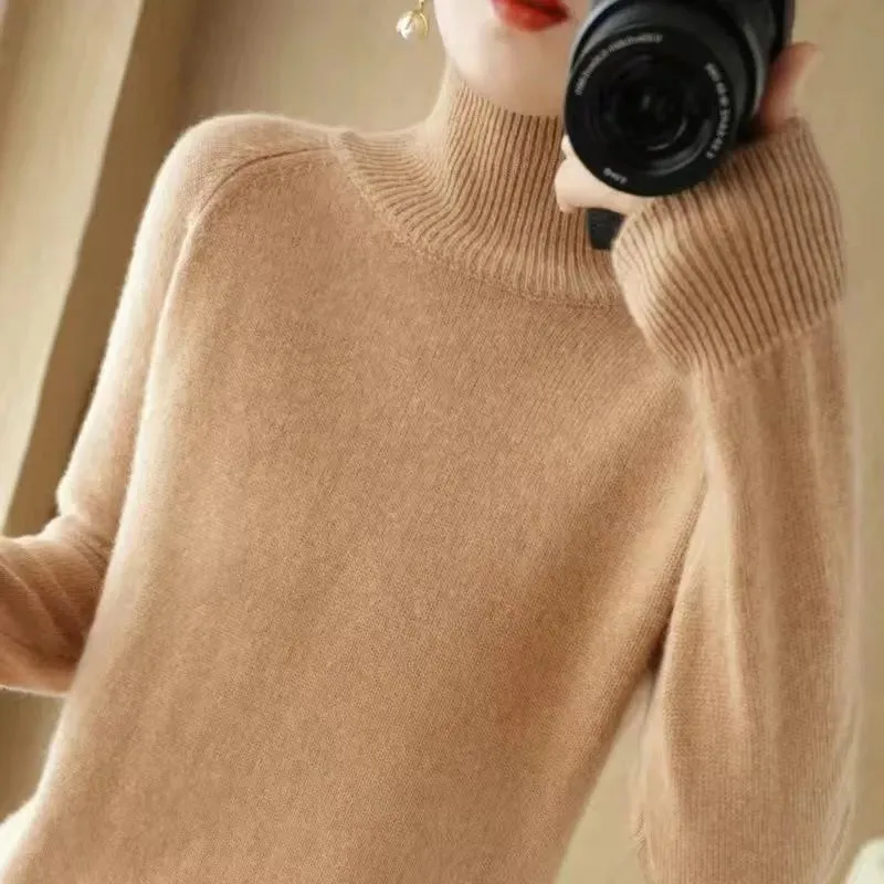 

Autumn Winter New Women Turtleneck Knitted Sweaters Long Sleeve Short Pullover Fashion Korean Knitwear Jumpers Female Tops B1358