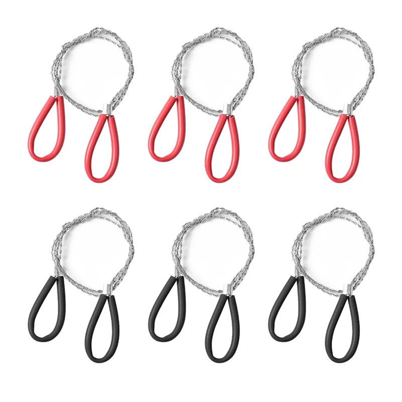 

A76X-Stainless Steel Cable Saw 6Pcs Metal Wire Saw For PVC Pipe Cutting Camping Hiking Emergency Surviva