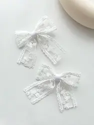 2pcs/set Ladies' fashionable, simple, sweet and cute lace bow versatile hair accessory hair clip