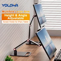Soporte para tableta para iPad Soporte Kindle ajustable en altura 360 ° Soporte de monitor de rotación para escritorio, tabletas, base cuadrada para teléfono inteligente