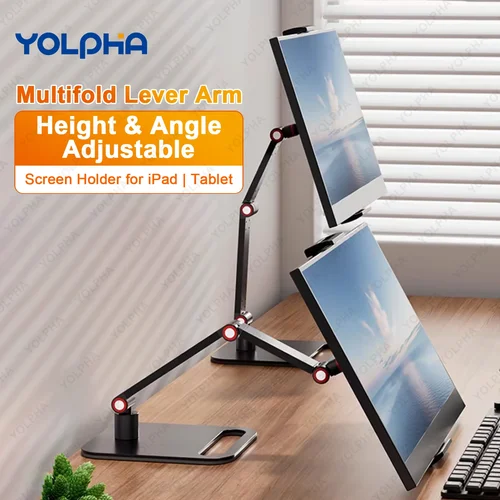 Imagen 1 del producto Soporte para tableta para iPad Soporte Kindle ajustable en altura 360 ° Soporte de monitor de rotación para escritorio, tabletas, base cuadrada para teléfono inteligente