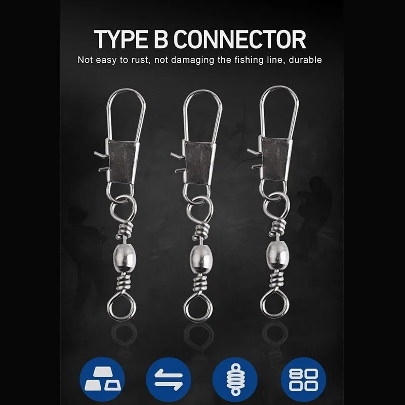 100Pcs/Lot Fishing Swivel Connector Snap Pin 7 Size Bearing Rolling Swivel  Fishing Lure Fishing Accessories Swivel