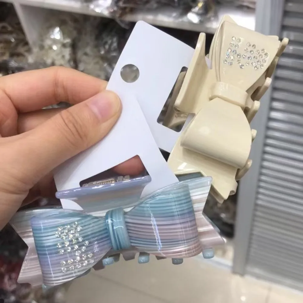 

Персонализированный бант со стразами, коготь для волос, корейский стиль, элегантный ацетатный зажим в виде акулы, головные уборы, геометрическая маленькая заколка для волос, уличная одежда