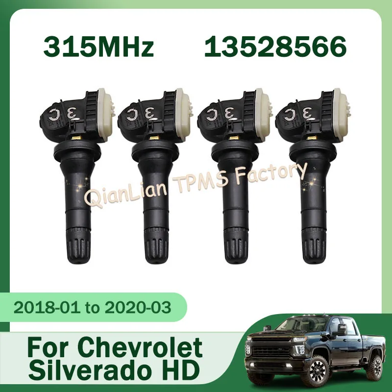 

Tire Pressure Monitoring System For Chevrolet Silverado HD 2018 to 2020 1/4pcs 315MHz 13528566 TPMS Tire Sensor