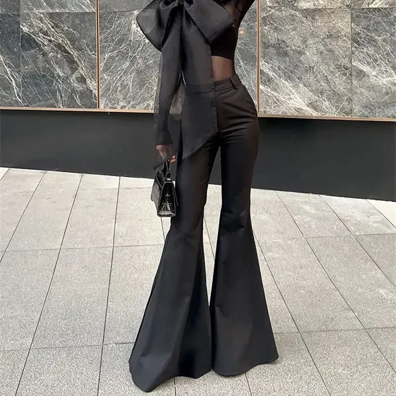 

Офисные женские сексуальные тонкие расклешенные брюки с высокой талией 509P, новые весенние элегантные женские брюки-клеш, модные брюки Y2k High Street